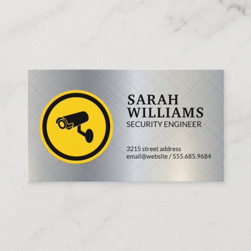 Security Camera Logo  Metallic Texture Business Card