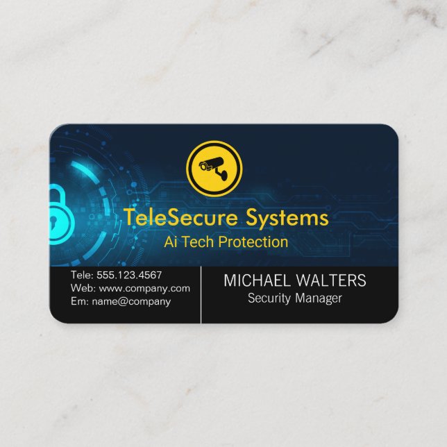 Security Camera Logo | Modern Tech | AI Business Card (Front)