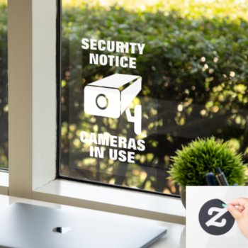 Security Camera Notice Warning Static Non Adhesive Window Cling by iprint at Zazzle