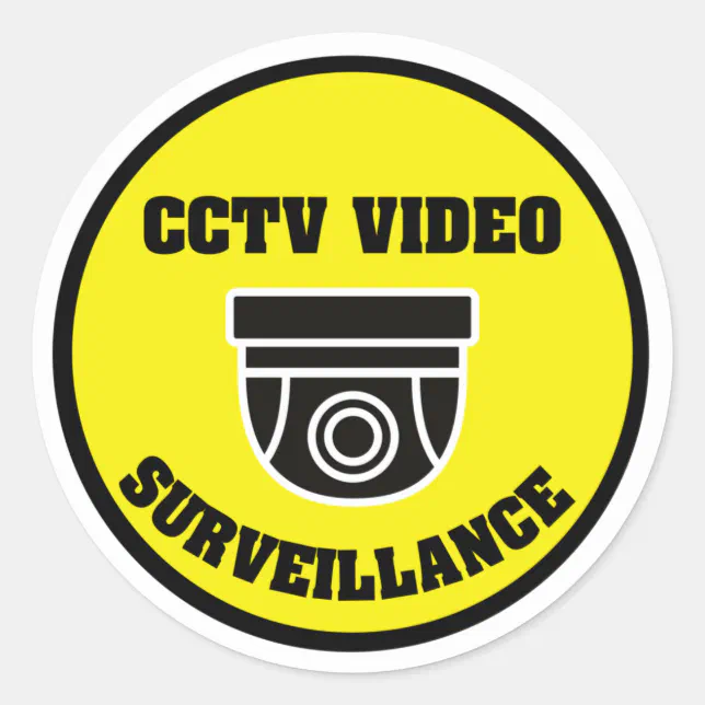 Round Danger Sticker Security Camera Round Warning Sticker | Zazzle