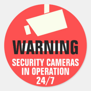 Security Camera Round Warning Sticker