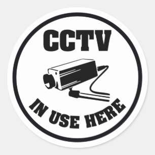 Security Camera Round Warning Sticker