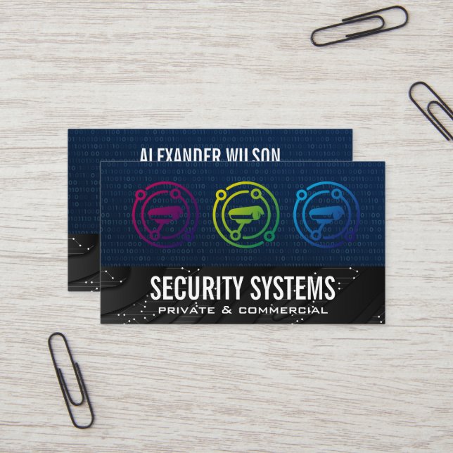 Security Camera | Tech | Binary Code Business Card (Front/Back In Situ)