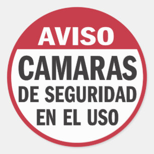 Security Cameras in Use Aviso in Spanish Classic Round Sticker