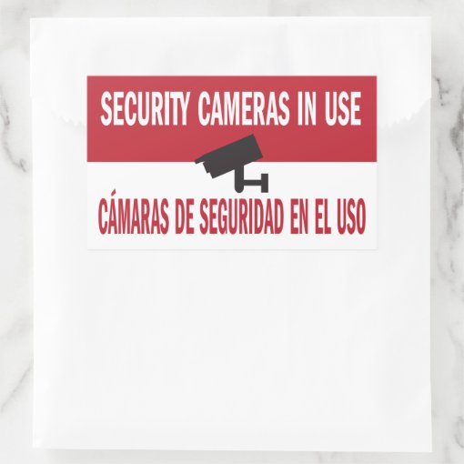Security Cameras in Use Bilingual Spanish English Rectangular Sticker