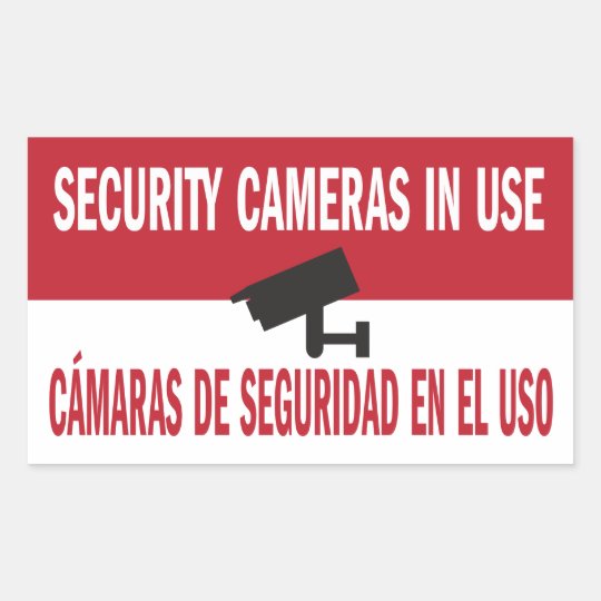 Security Cameras in Use Bilingual Spanish English Rectangular Sticker