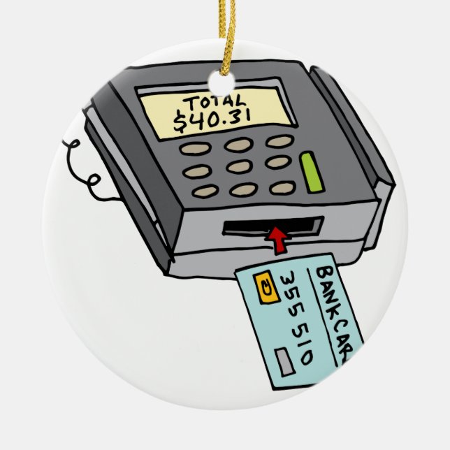 Security Chip Credit Card Machine Ceramic Ornament (Front)