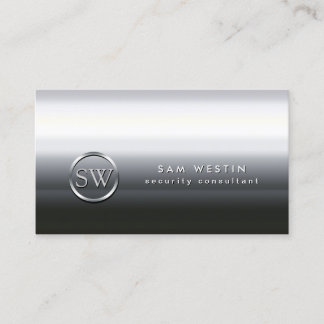 Security Consultant Chrome Monogram Business Card