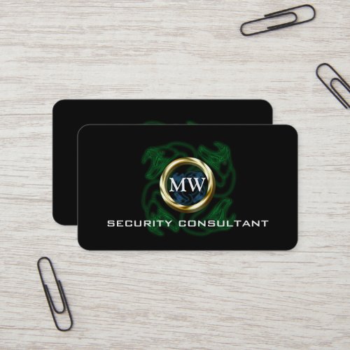 Security Consultant, Snake Heads, Gold Ring Business Card