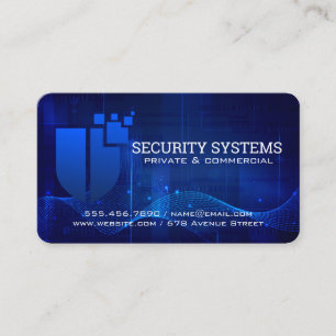 Security Cyber Shield Logo Tech Systems Business Card