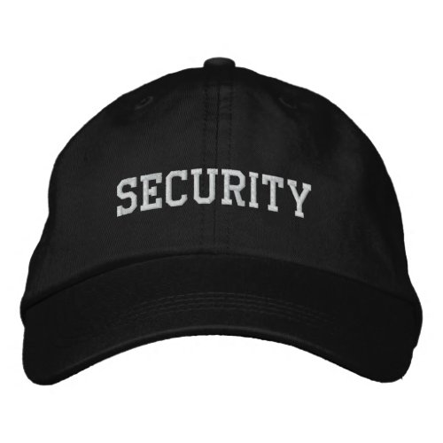 Security Embroidered Baseball Hat  Black White