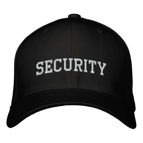 Security  embroidered in white on black caphat embroidered baseball hat