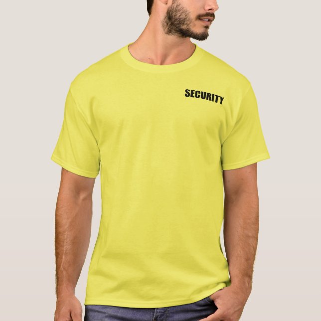 SECURITY Gaurd Bouncer Staff Yellow 2Sided T-Shirt (Front)