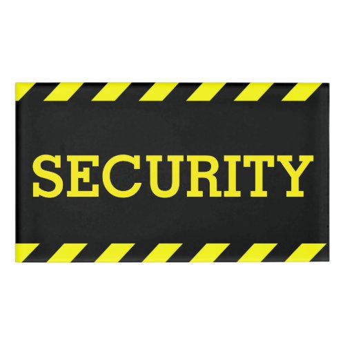 Security Guard Bright Yellow Caution Strip Name Tag