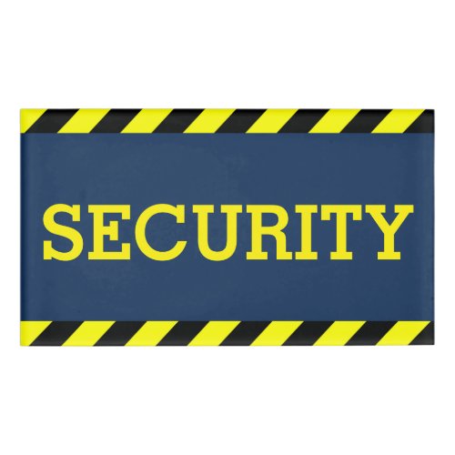 Security Guard Bright Yellow on Blue Name Tag