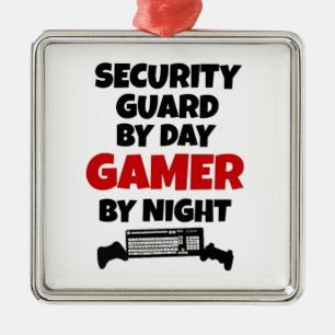 Security Guard by Day Gamer by Night Metal Ornament