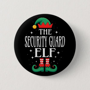 Security Guard Elf Job Title Funny Christmas Match Button