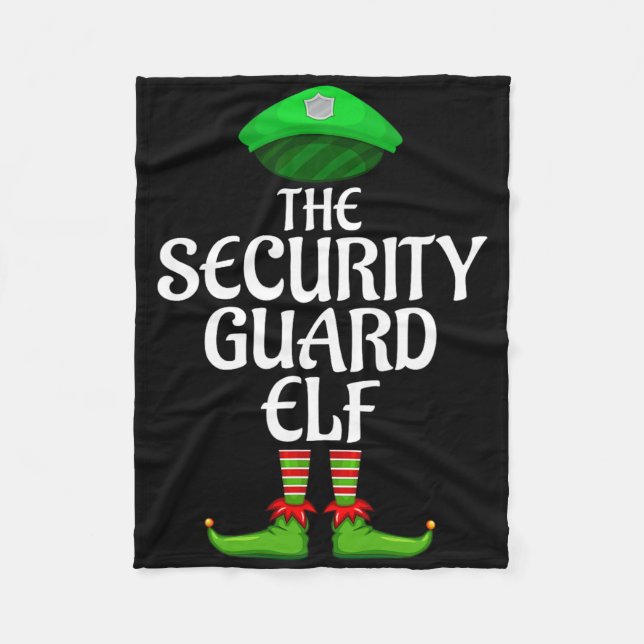 Security Guard Elf Matching Family Group Christmas Fleece Blanket (Front)
