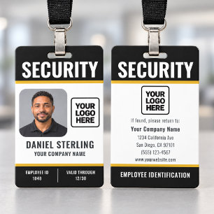 Security Guard Employee Photo ID Badge with Logo