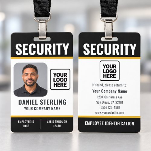 Security Guard Employee Photo ID Badge with Logo
