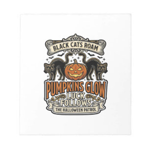Security Guard Halloween Shirt with Black Cats & P Notepad