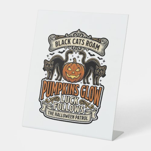 Security Guard Halloween Shirt with Black Cats & P Pedestal Sign