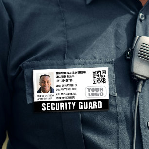 Security Guard ID Photo Name Logo QR Black Tag