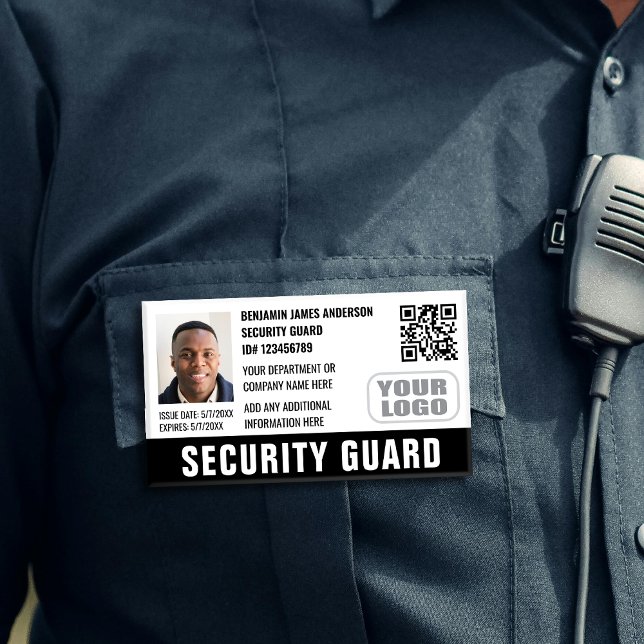 Security Guard ID Photo Name Logo QR Black Tag (Creator Uploaded)