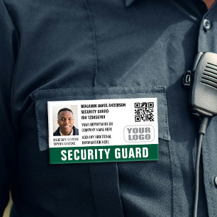 Security Guard ID Photo Name Logo QR Green Name Tag