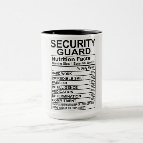 Security Guard Nutrition Facts Mug