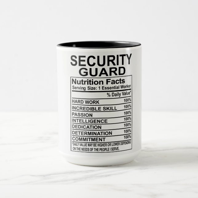 Security Guard Nutrition Facts Mug (Center)