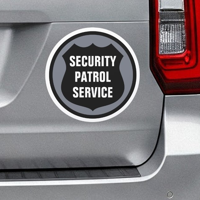 Security Guard Patrol Protection Shield Gray Round Car Magnet (Creator Uploaded)