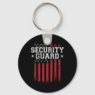Security Guard Proud American Flag Usa Patriot Pat Keychain