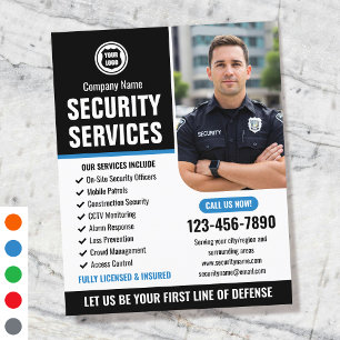 Security Guard Services Company Logo Blue Custom Flyer