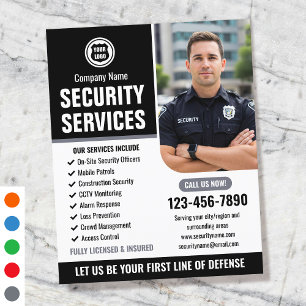 Security Guard Services Company Logo Gray Custom Flyer