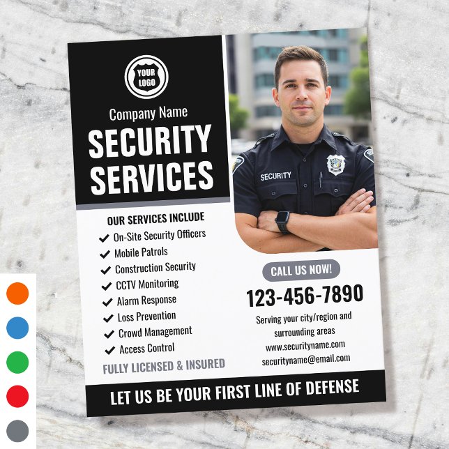 Security Guard Services Company Logo Gray Custom Flyer (Creator Uploaded)