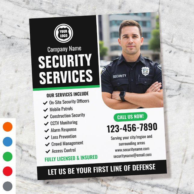 Security Guard Services Company Logo Green Custom Flyer (Creator Uploaded)