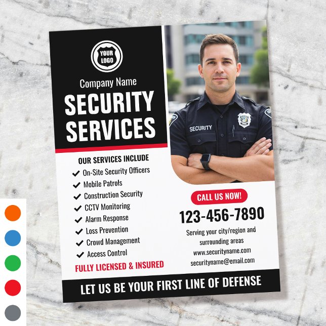 Security Guard Services Company Logo Red Custom Flyer (Creator Uploaded)