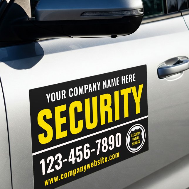 Security Guard Vehicle Patrol Service Black Yellow Car Magnet (Creator Uploaded)
