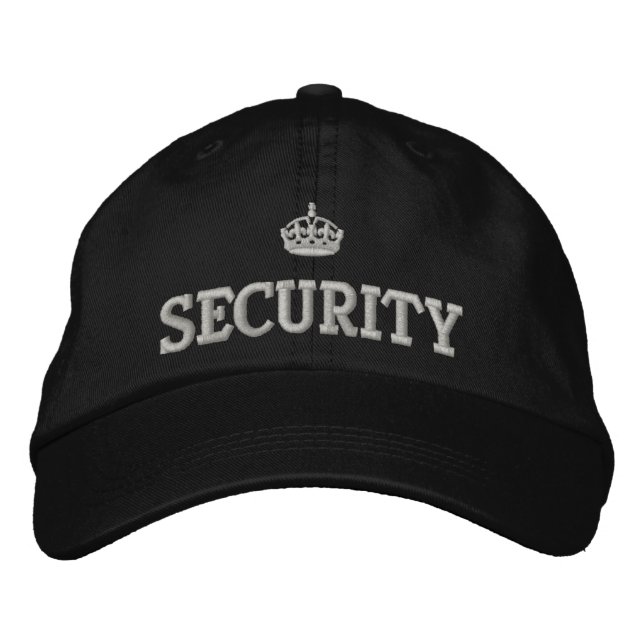 Security guard with crown logo embroidered baseball hat (Front)