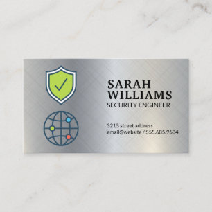 Security icon   Metallic Background Business Card