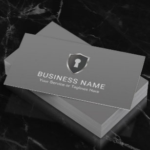 Security Keyhole Logo Warehouse Storage Service Business Card