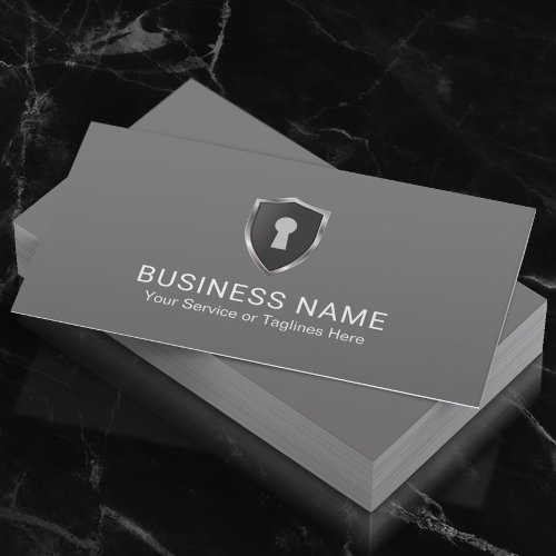 Security Keyhole Logo Warehouse Storage Service Business Card