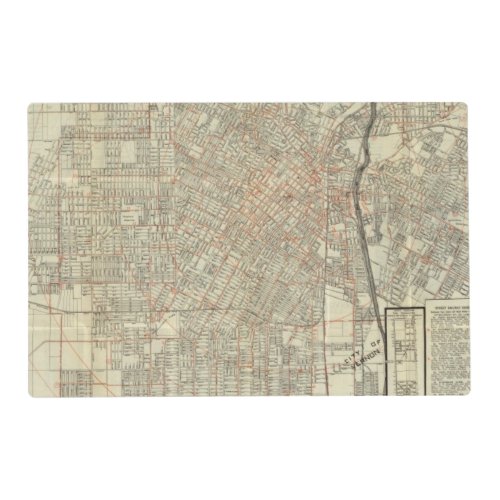 Security map and Street Railways in Los Angeles Placemat