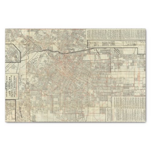 Security map and Street Railways in Los Angeles Tissue Paper