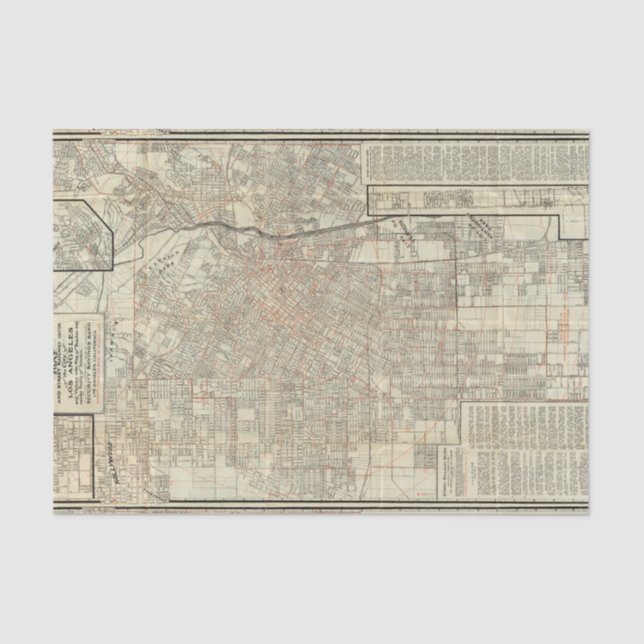 Security map and Street Railways in Los Angeles Tissue Paper (Front)