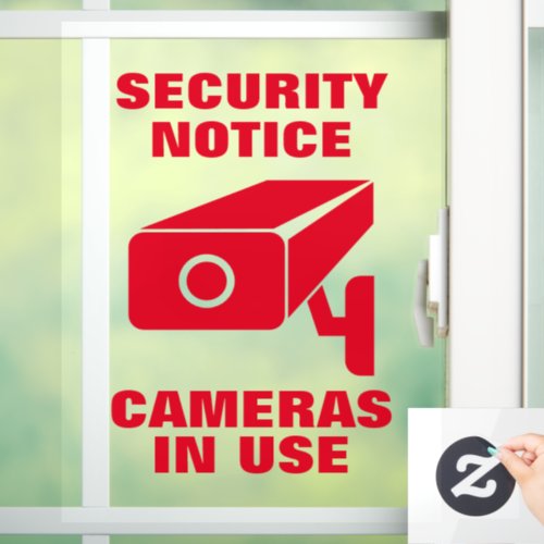 Security notice cameras in use general warning window cling