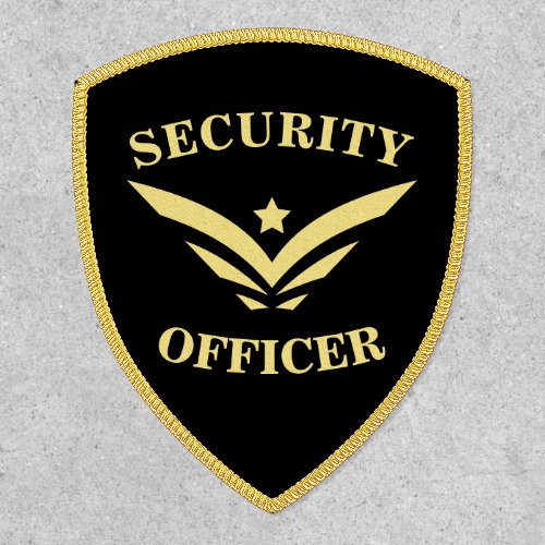 Custom Iron On Patches 13 Security Officer Black And Gold Badge Patch