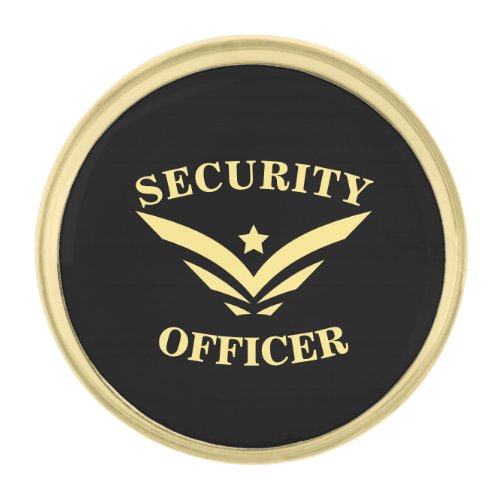 Security Officer Black  Gold Finish Lapel Pin