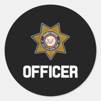Security Officer Enforcet Badge Police Guards Unif Classic Round Sticker
